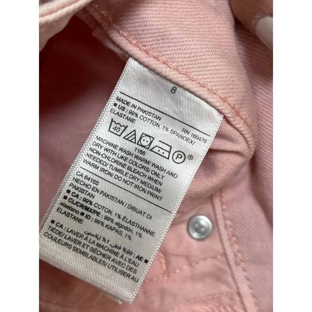 Old Navy Pink Button Fly Denim Skirt Cutoff Size 8 - Picture 7 of 7